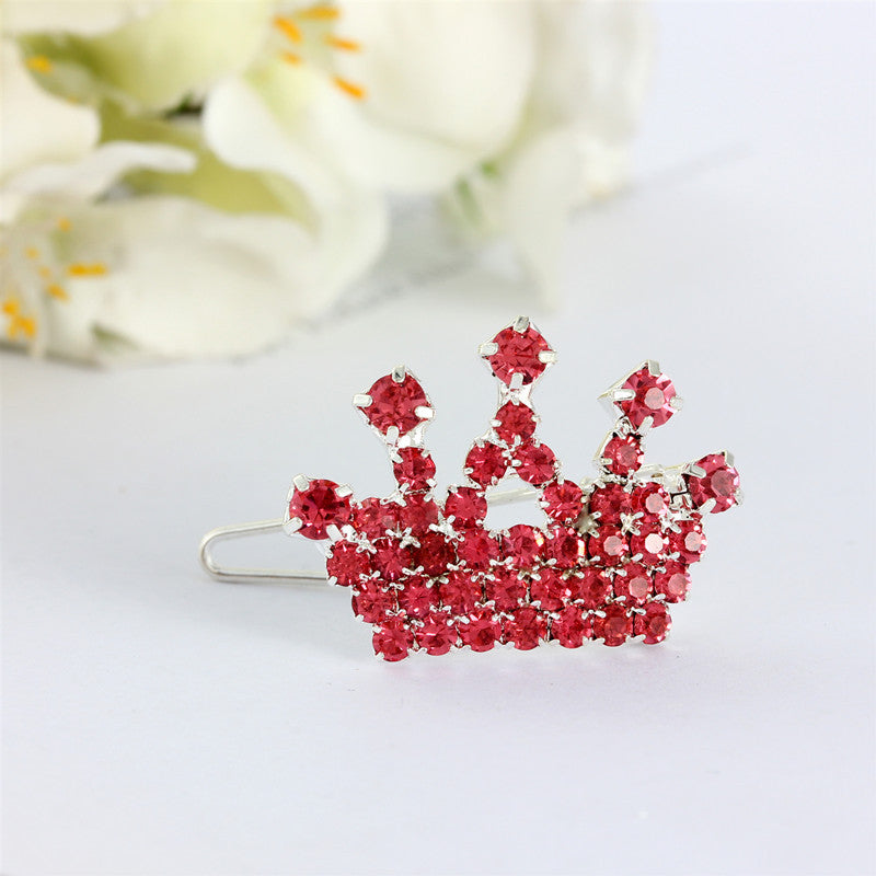 KFX-5335485 Rhinestone Crown Hairpin for Children - Copper Hair Accessory in White, Pink, and Blue