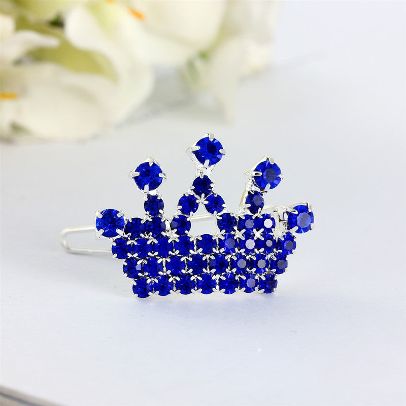 KFX-5335485 Rhinestone Crown Hairpin for Children - Copper Hair Accessory in White, Pink, and Blue