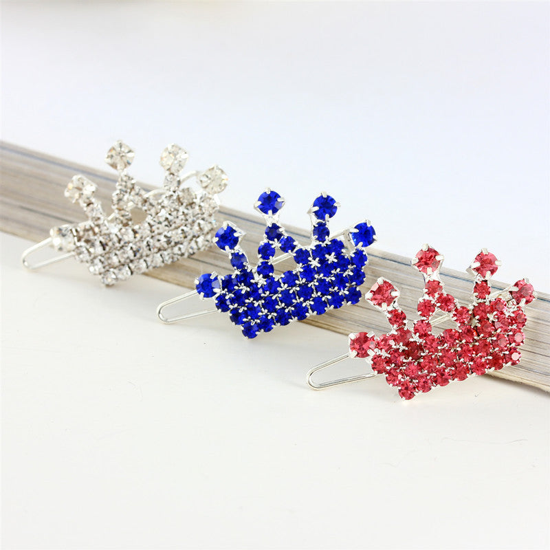 KFX-5335485 Rhinestone Crown Hairpin for Children - Copper Hair Accessory in White, Pink, and Blue