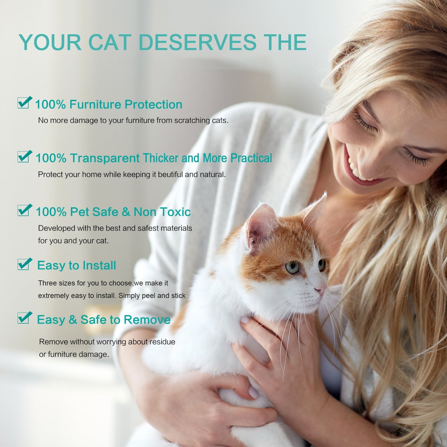 KFX-5352125 Sofa and Furniture Claw Protector Pads - Universal Sticky Anti-Scratch PVC Sheets, 2PCS Set