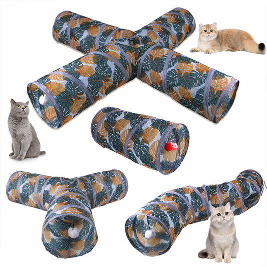 KFX-5368509 Foldable Cat Tunnel with Multiple Passes for Engaging Playtime