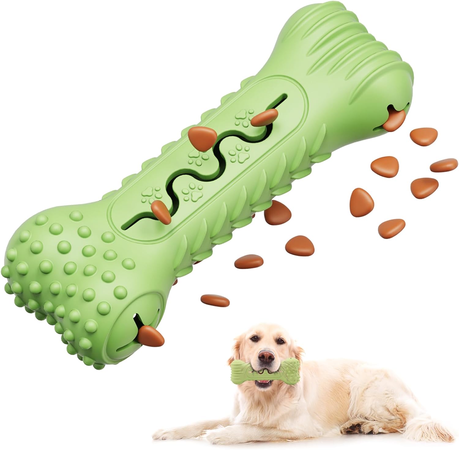 KFX-5397693 Durable Bone-Shaped Chew Toy for Aggressive Chewers – Natural Rubber Dog Dental Care & Puzzle Treat Dispenser