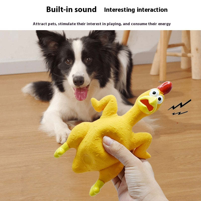 KFX-5437373 Bite-Resistant Latex Chicken Sound Toy for Dogs - Available in Orange, Yellow, and Brown