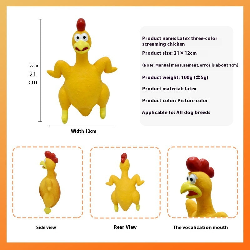 KFX-5437373 Bite-Resistant Latex Chicken Sound Toy for Dogs - Available in Orange, Yellow, and Brown
