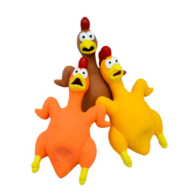 KFX-5437373 Bite-Resistant Latex Chicken Sound Toy for Dogs - Available in Orange, Yellow, and Brown