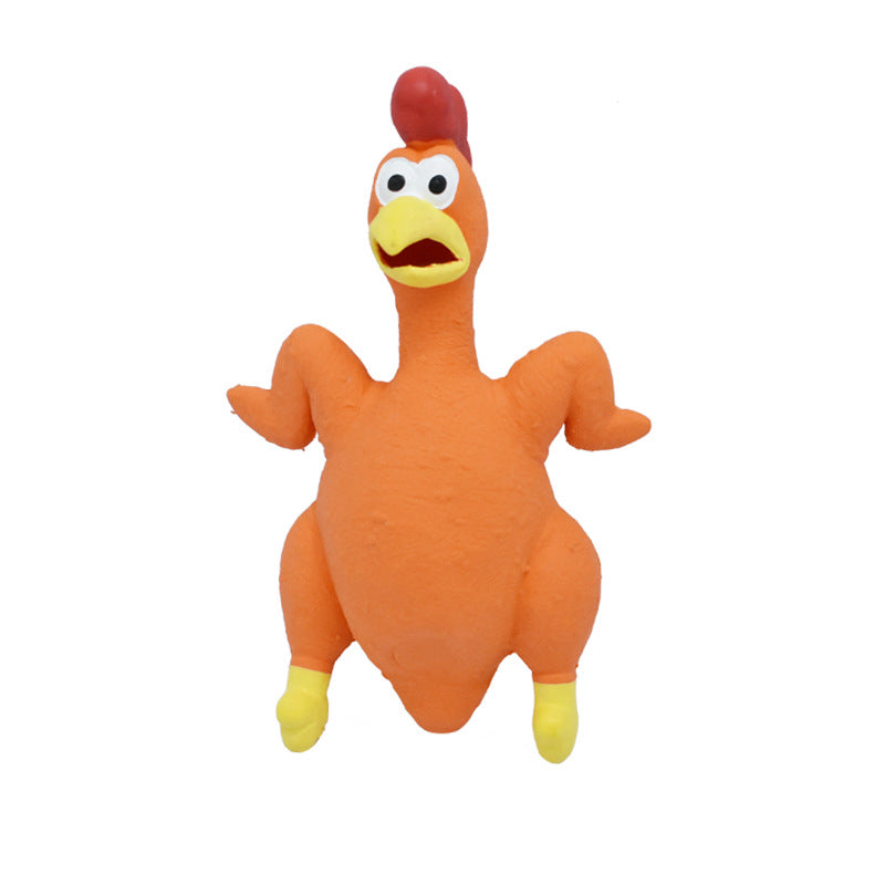KFX-5437373 Bite-Resistant Latex Chicken Sound Toy for Dogs - Available in Orange, Yellow, and Brown