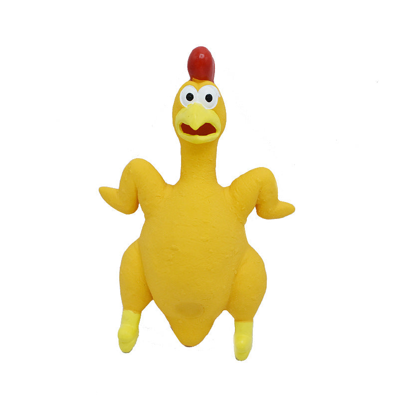 KFX-5437373 Bite-Resistant Latex Chicken Sound Toy for Dogs - Available in Orange, Yellow, and Brown