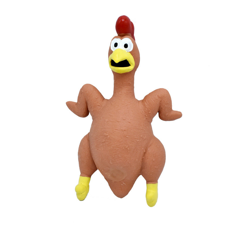 KFX-5437373 Bite-Resistant Latex Chicken Sound Toy for Dogs - Available in Orange, Yellow, and Brown