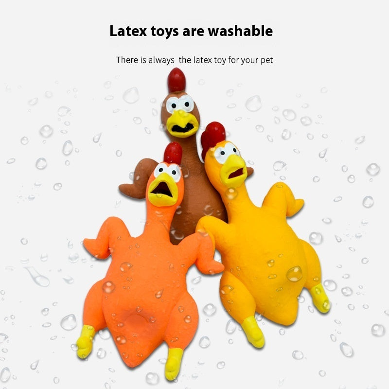 KFX-5437373 Bite-Resistant Latex Chicken Sound Toy for Dogs - Available in Orange, Yellow, and Brown