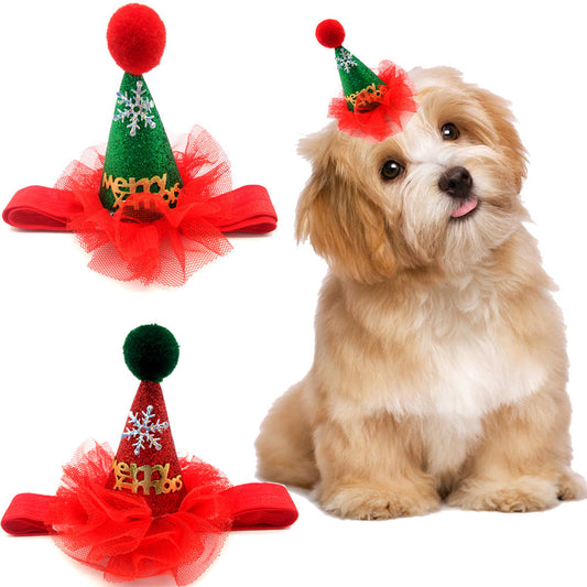 KFX-5499325 Christmas Themed Adjustable Pet Hat - Comfortable PU Material, Two Styles Available, Perfect for Festivities and Everyday Wear