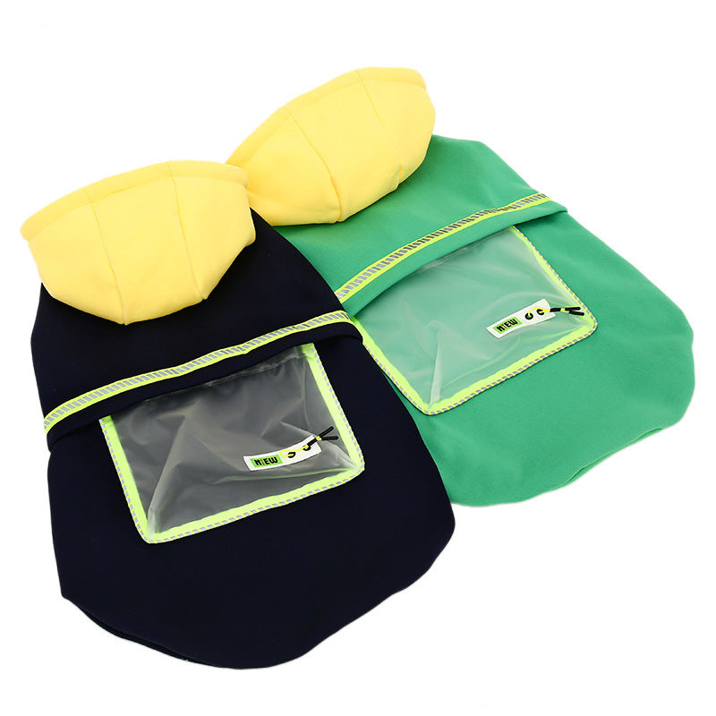 KFX-5511101 Fleece Sweater for Large Dogs with Transparent Pocket in Black and Green