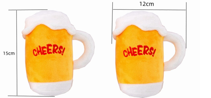 KFX-5515453 Plush Beer Bottle Toy for Dogs - Soft Crystal Super Breathable Cloth, PP Cotton Filling