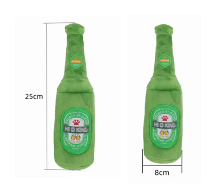 KFX-5515453 Plush Beer Bottle Toy for Dogs - Soft Crystal Super Breathable Cloth, PP Cotton Filling