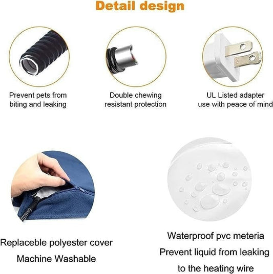 KFX-5651261 Electric Heating Blanket for Pets - Gray, Infinite Temperature Control, 30x40cm