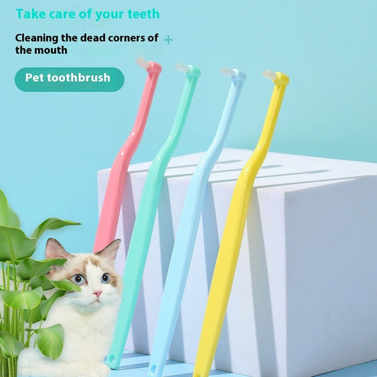 KFX-5666749 Soft-Fur Pet Toothbrush in Red, Blue, Green, and Yellow - Gentle Cleaning Essential