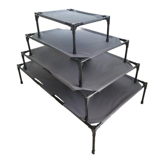 KFX-5716797 Elevated Large Outdoor Pet Camping Bed for All Seasons - Easy to Clean, Dark Gray