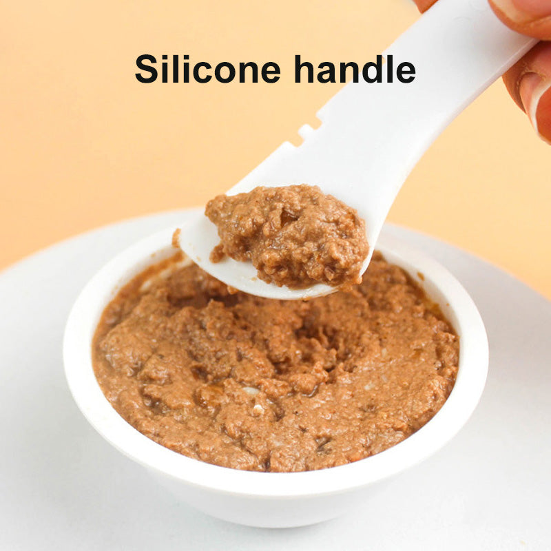 KFX-5727165 Multifunctional Pet Food Spoon and Can Opener for Cats and Dogs, Silicone Scoop and Lid Set