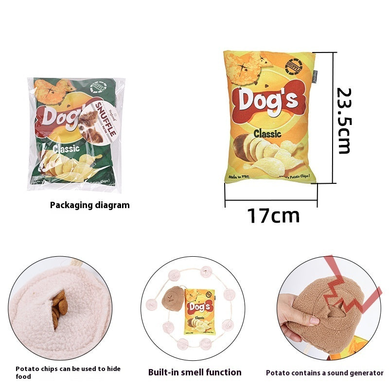 KFX-5765053 Dog Fashion Personality Potato Chips Plush Toy - Soft Polyester, Colorful, 17x23.5cm
