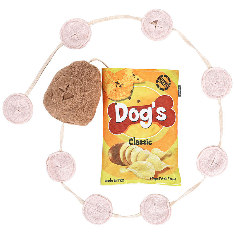 KFX-5765053 Dog Fashion Personality Potato Chips Plush Toy - Soft Polyester, Colorful, 17x23.5cm