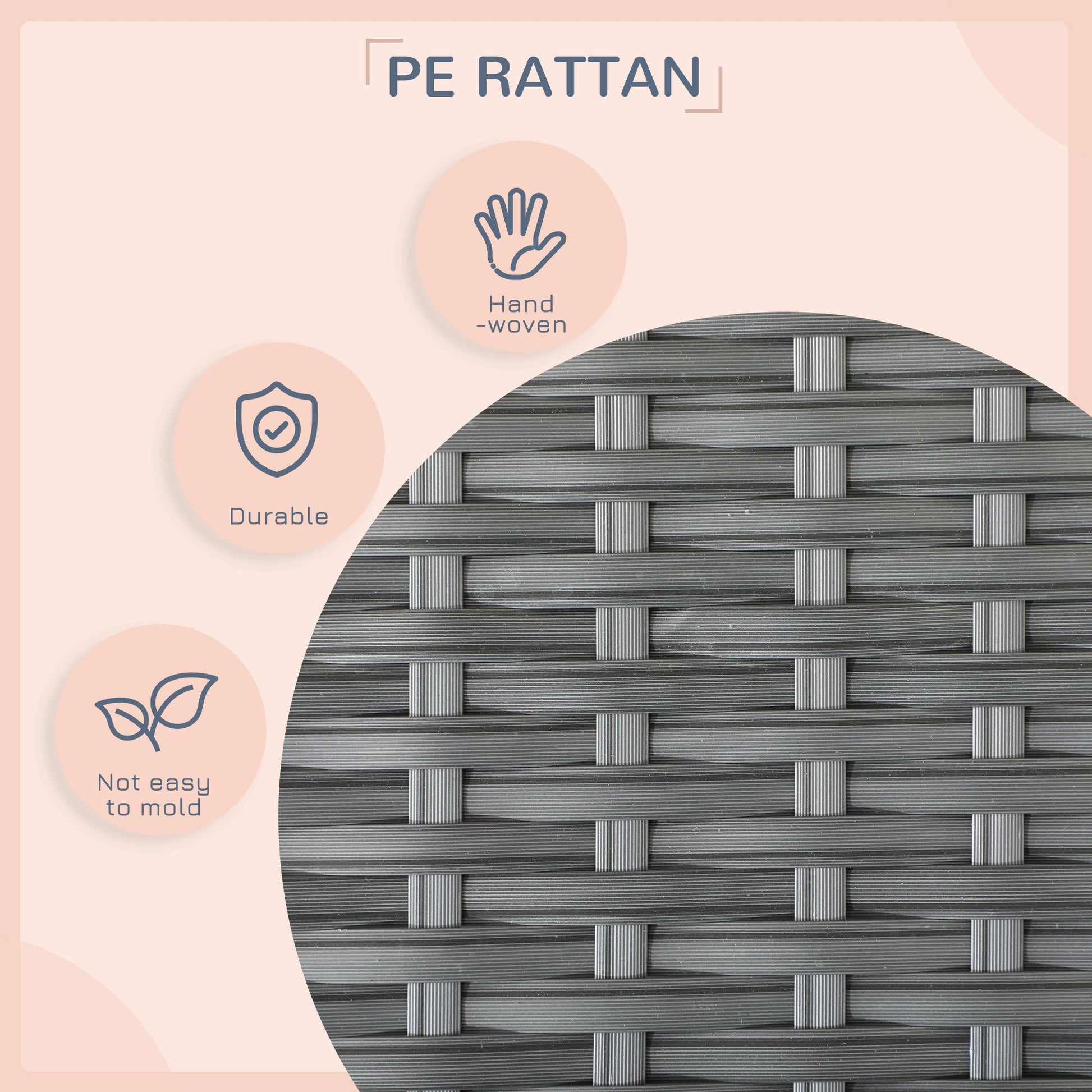 KFX-5782333 Wicker Outdoor Dog House with Canopy, Rattan Pet Bed, Water-Resistant Cushion for Small to Medium Dogs up to 66 lbs