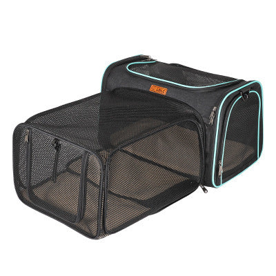 KFX-5791677 Expandable Breathable Cat Carrying Bag with Detachable Shoulder Strap and Internal Pet Mat