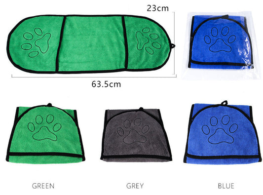 KFX-5821885 Ultra-Absorbent Dog Bath Towel - Soft Fiber Material, Available in Blue, Gray, Green