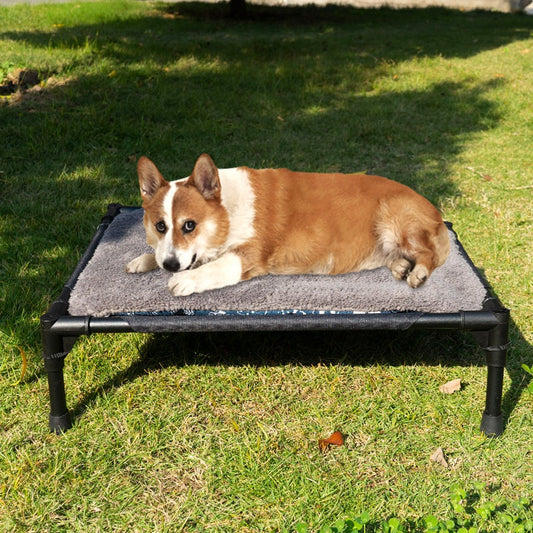 KFX-5978941 Foldable Outdoor Pet Bed with Removable Mat and Roof for Small to Medium Dogs