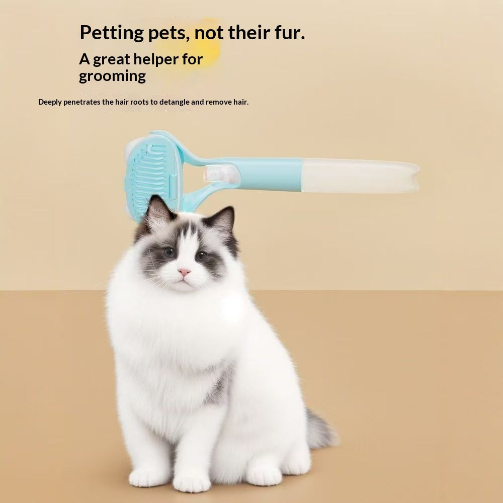 KFX-6007485 3 in 1 Pet Grooming Tool with Push Button, Includes 2 Brush Heads, Available in Yellow, Blue, and Gray