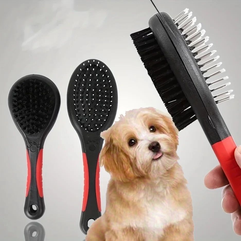 KFX-6035901 Double-Sided Pet Grooming Brush and Comb for Shedding and Dirt Removal