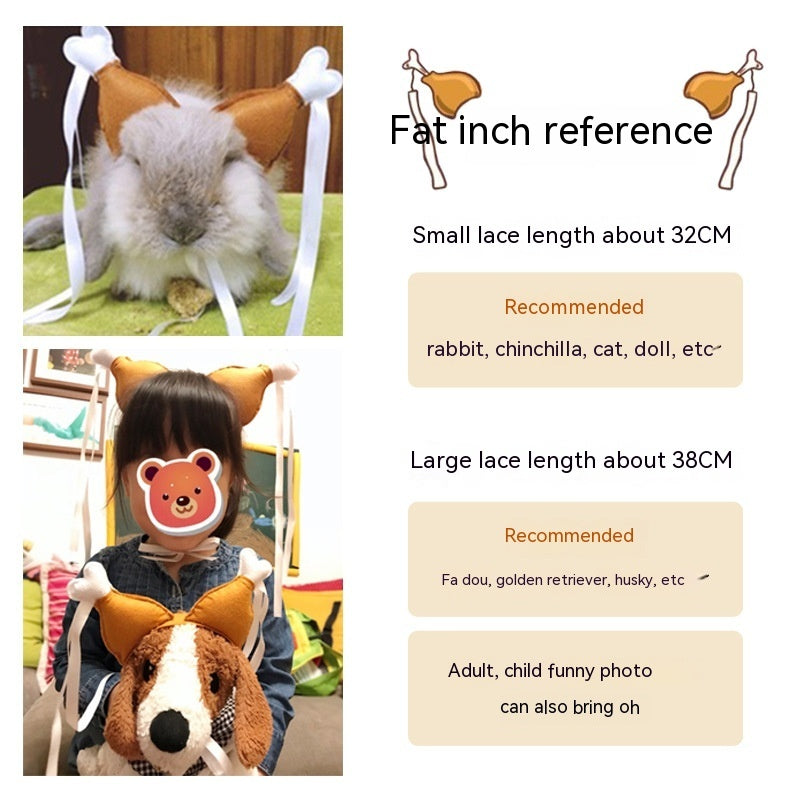 KFX-6056381 Funny Chicken Leg Pet Headband for Dogs and Cats - Felt Cloth Headdress for Birthdays and New Year's