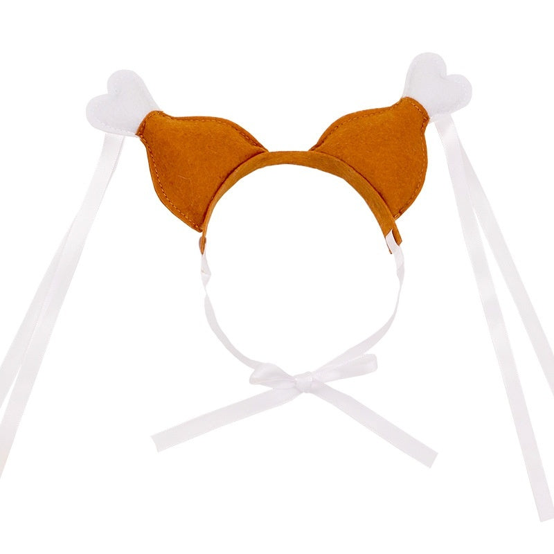 KFX-6056381 Funny Chicken Leg Pet Headband for Dogs and Cats - Felt Cloth Headdress for Birthdays and New Year's