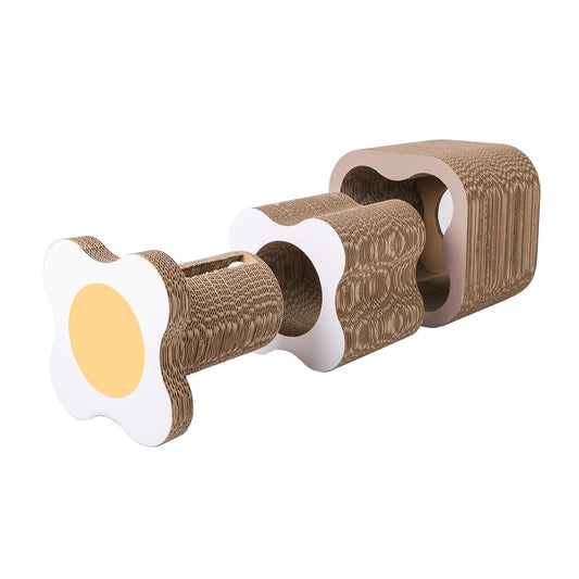 KFX-6089405 Versatile Corrugated Cat Scratching Board and Tunnel Combo for Play and Scratching