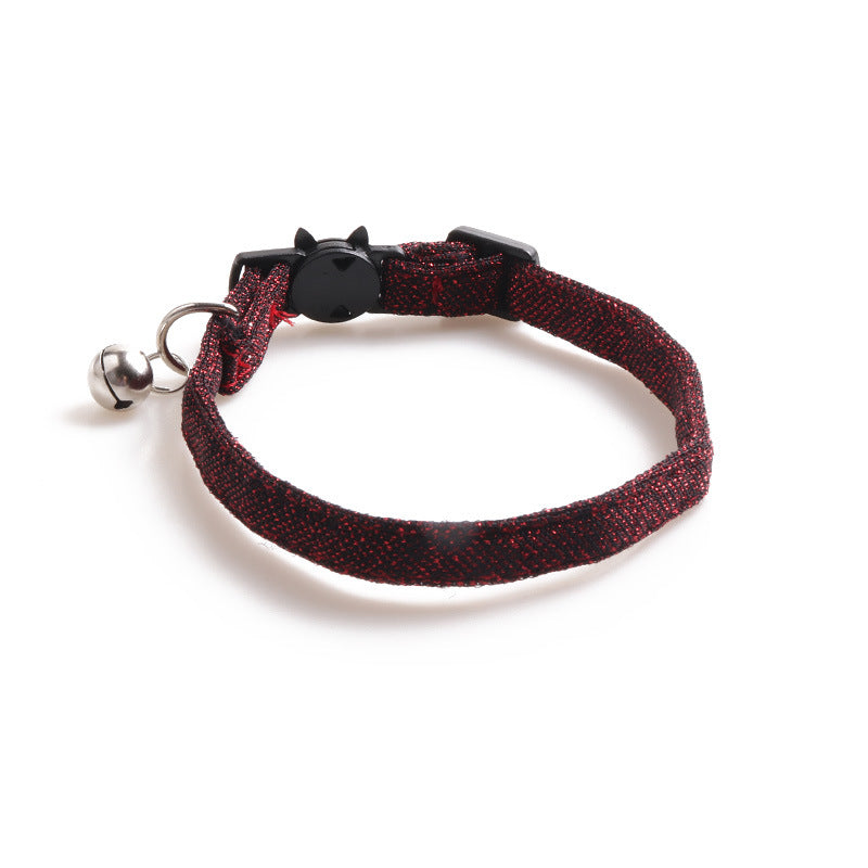 KFX-6107581 Solid Color Cloth Cat Collar - Adjustable Size 1.0 x 28CM in Transparent Packaging