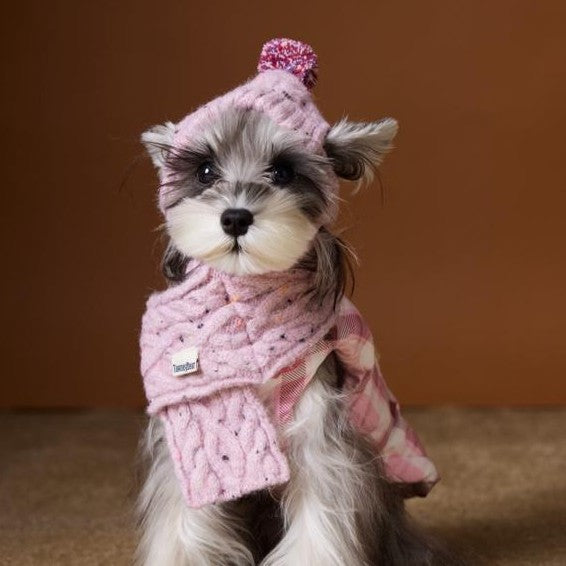 KFX-6122685 Wool Winter Hat and Scarf Set for Small to Medium Dogs