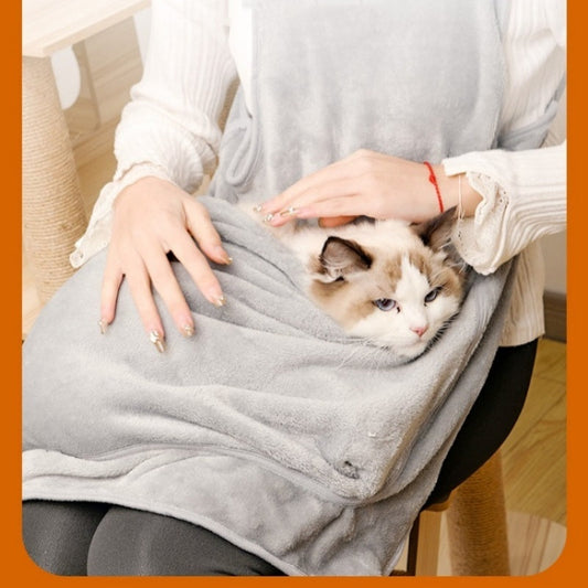 KFX-6153149 Adjustable Pet Carrier Apron for Outdoor Travel - Cozy Plush Chest Bag for Small Cats and Dogs