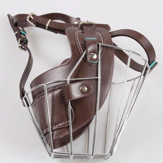 KFX-6191677 Leather Dog Bark Control Mouth Guard for Safety and Training