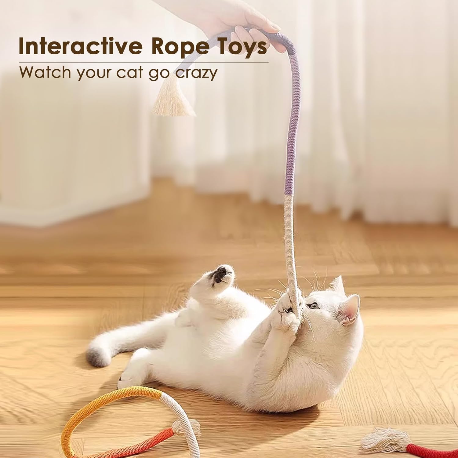 KFX-6216893 Cotton Rope Interactive Cat Toy with Silvervine for Health and Dental Care, 27.6 Inches