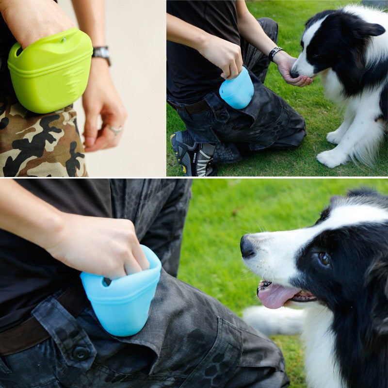KFX-6218685 Portable Dog Training Waist Bag for Treats and Snacks - Lightweight Silicone Food Storage Pouch