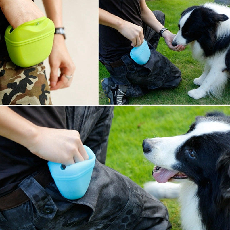 KFX-6218685 Portable Dog Training Waist Bag for Treats and Snacks - Lightweight Silicone Food Storage Pouch