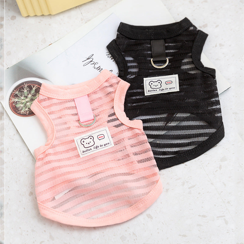 KFX-6253757 Non-Stuffy Two-Leg Pet Coat in Oli Pink and Leo Black for Small to Medium Dogs