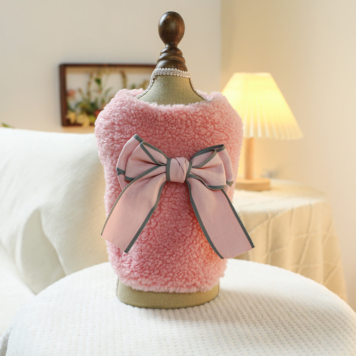 KFX-6352061 Bowknot Pattern Polyester Pet Vest in Blue, White, and Pink - Available in Multiple Sizes