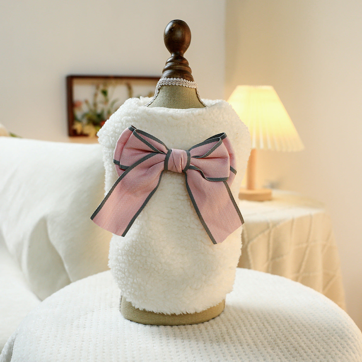 KFX-6352061 Bowknot Pattern Polyester Pet Vest in Blue, White, and Pink - Available in Multiple Sizes