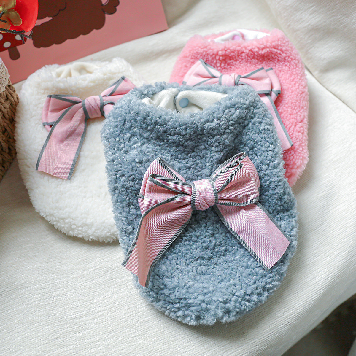 KFX-6352061 Bowknot Pattern Polyester Pet Vest in Blue, White, and Pink - Available in Multiple Sizes