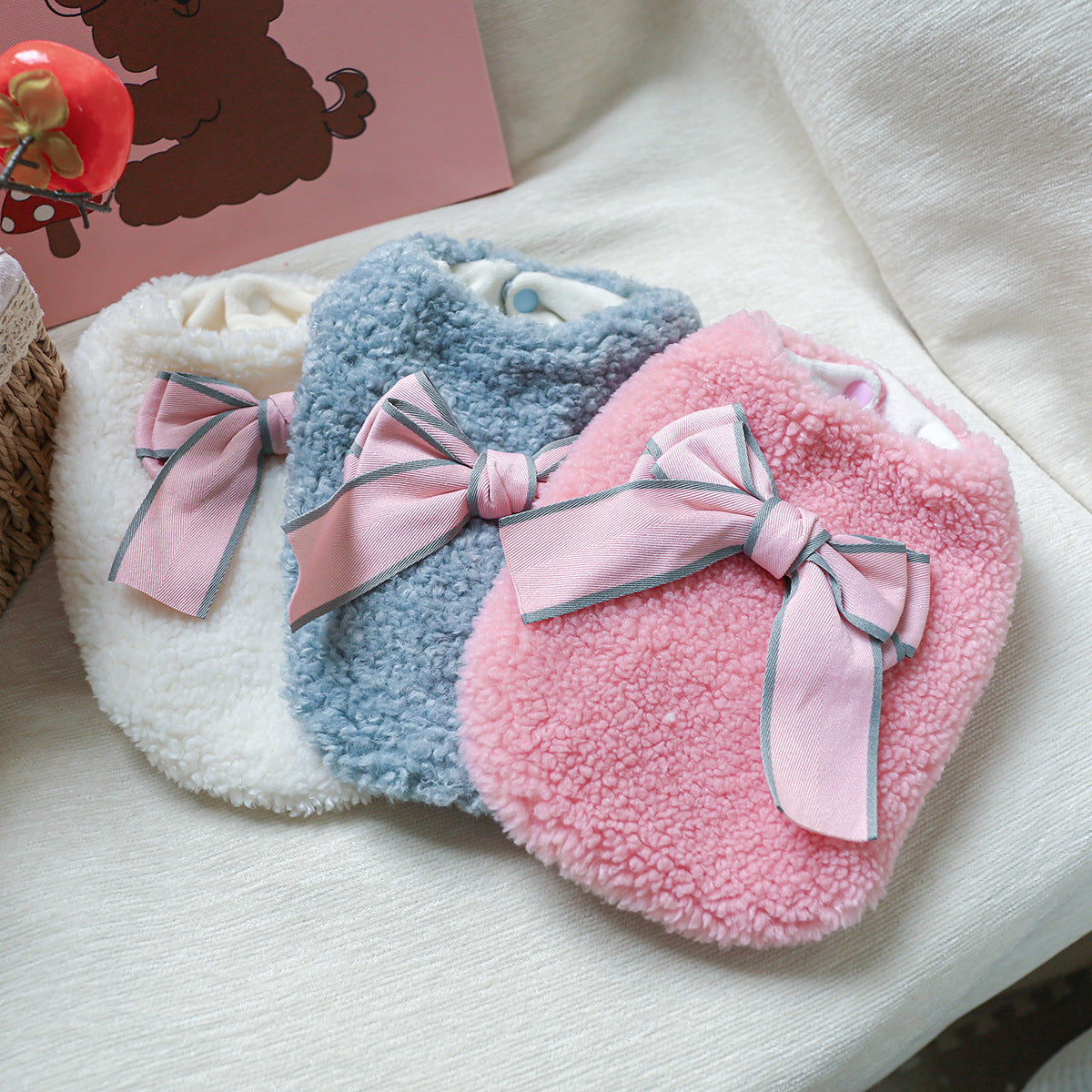 KFX-6352061 Bowknot Pattern Polyester Pet Vest in Blue, White, and Pink - Available in Multiple Sizes