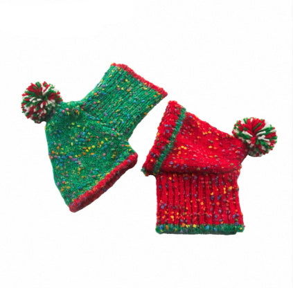 KFX-6450365 Cozy Knitted Yarn Christmas Pet Apparel for Autumn and Winter in Red and Green, Sizes XS to XXL