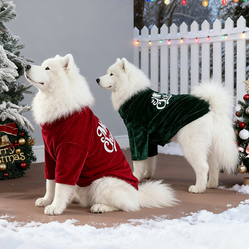 KFX-6483133 Stylish Red and Green Pet Clothing for Autumn and Winter in Sizes S to 6XL