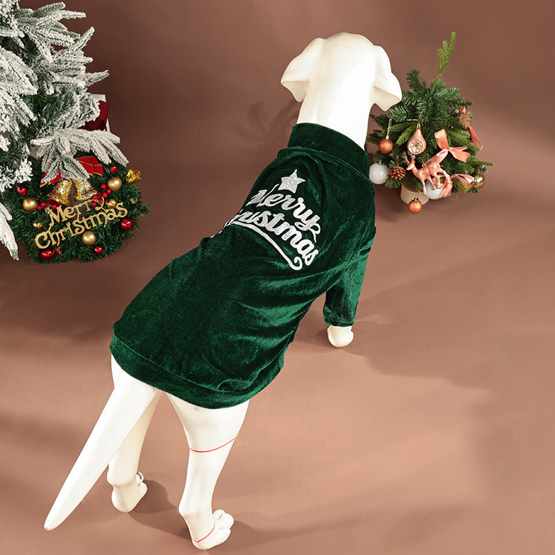 KFX-6483133 Stylish Red and Green Pet Clothing for Autumn and Winter in Sizes S to 6XL