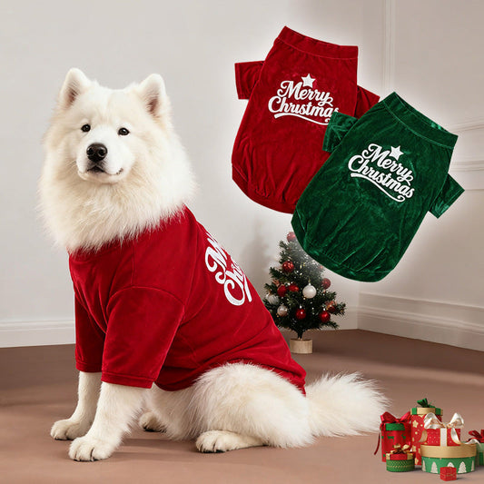 KFX-6483133 Stylish Red and Green Pet Clothing for Autumn and Winter in Sizes S to 6XL