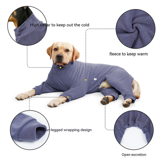 KFX-6541885 Warm Polar Fleece Dog Clothing with High Collar and Full Padding in Orange Red and Gray Blue