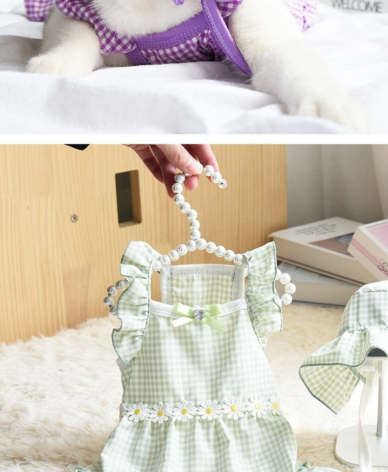 KFX-6548669 Charming Purple & Mint Green Pet Summer Vest for Cats